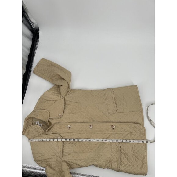 Talbots Quilted Beige Longline Jacket Womens Medium Lightweight Coat Minimalist - Picture 8 of 11
